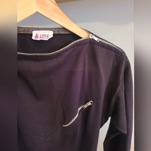Vintage 80's Tree Lane Black Zipper Sweatshirt! - Picture 4 of 7